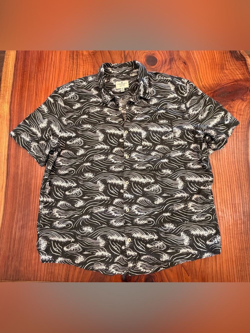 American Eagle Outfitters Wave Print Shirt - Rockabilly Aloha Wear (XXL)